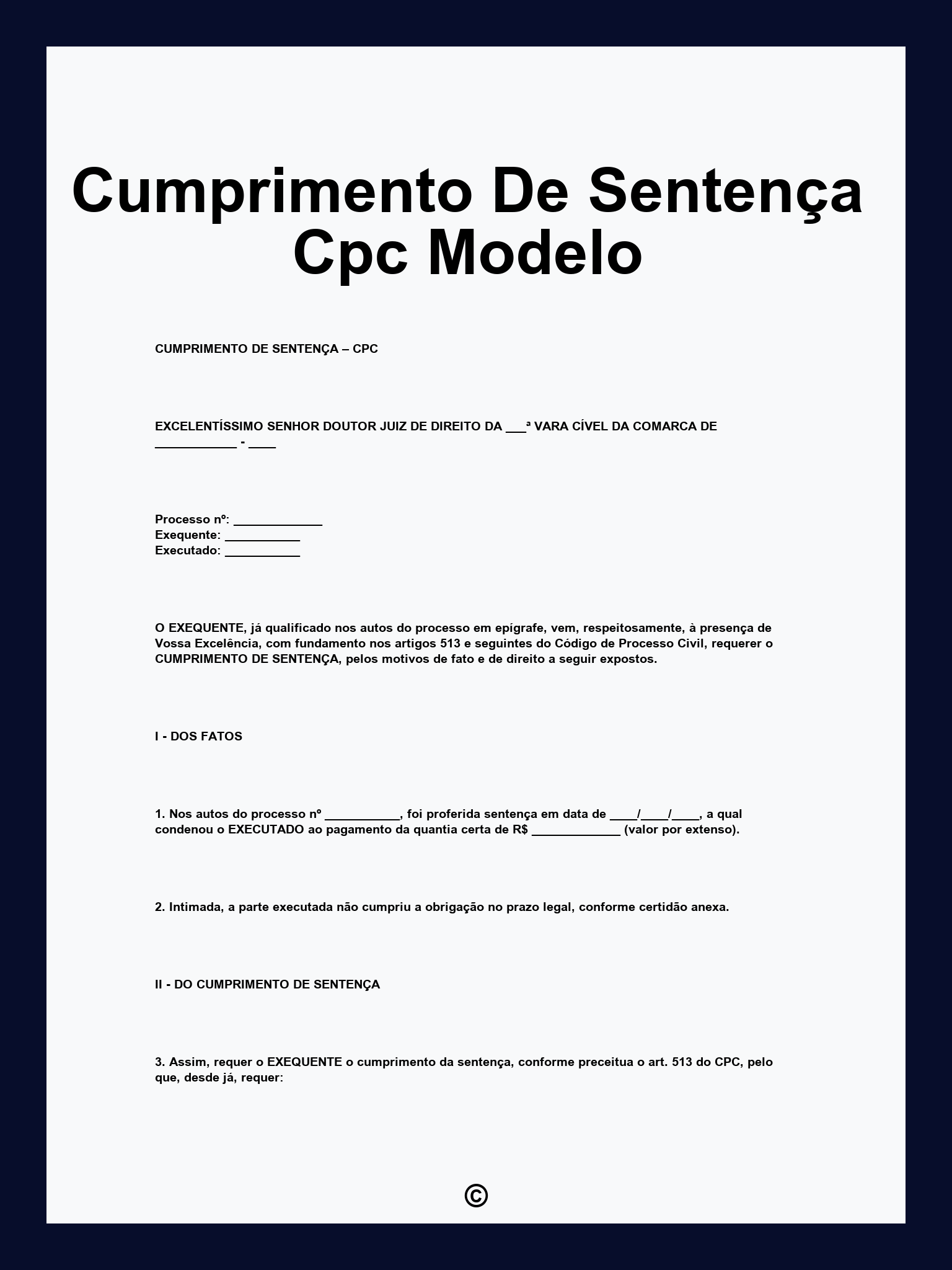 Cumprimento De Sentença Cpc Modelo