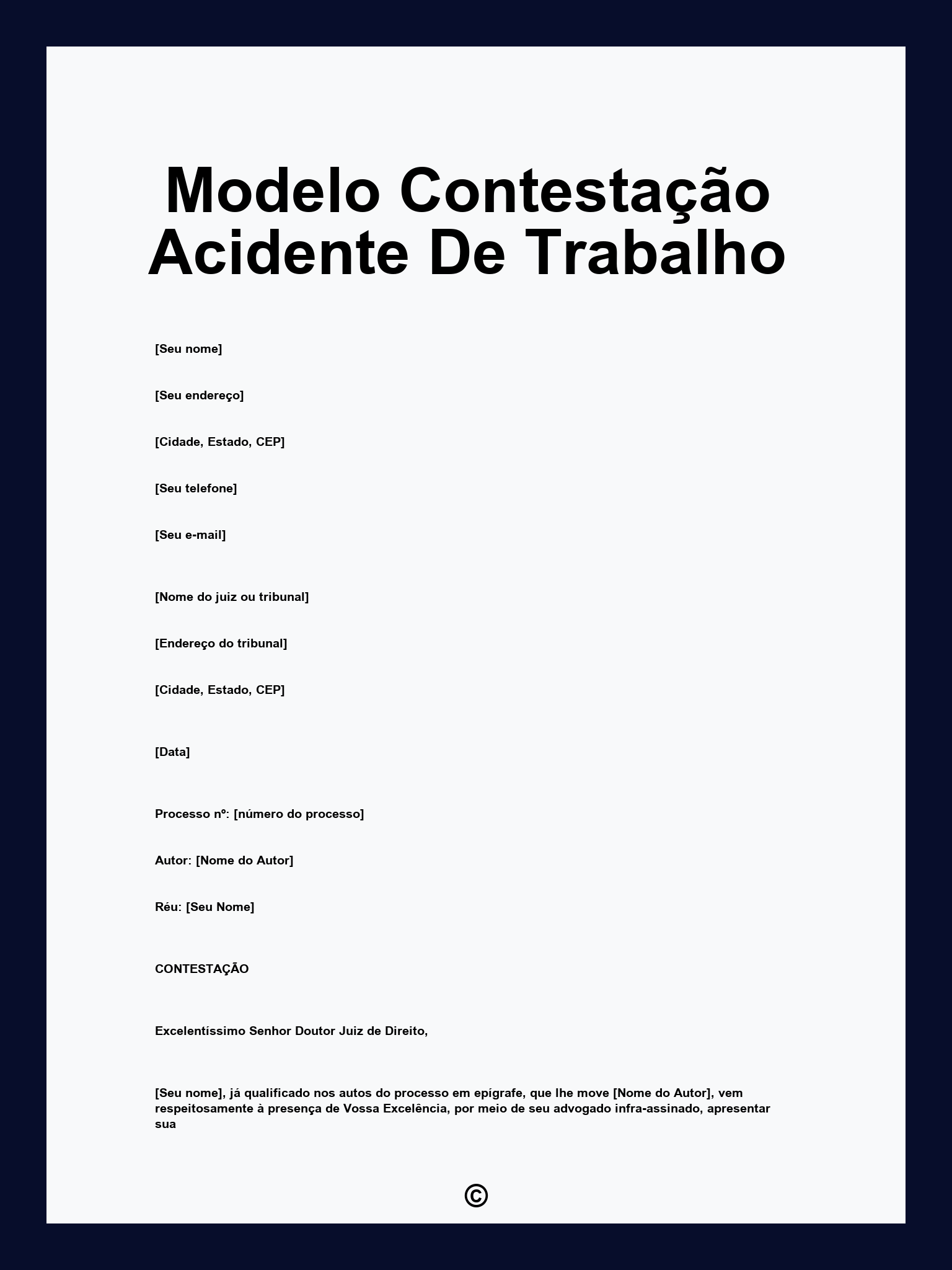 Modelo Contestação Acidente De Trabalho
