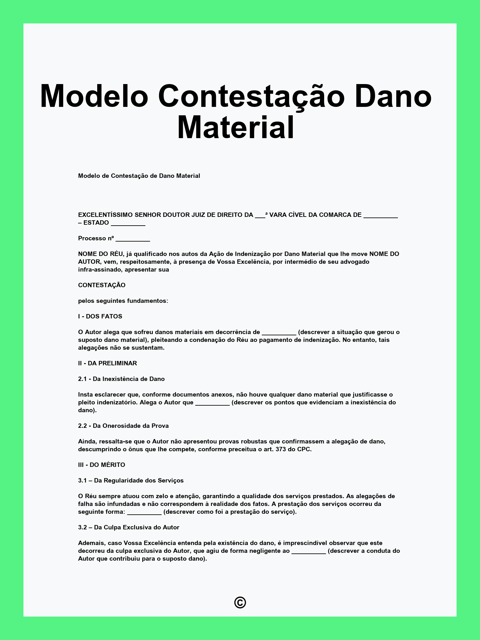 Modelo Contestação Dano Material