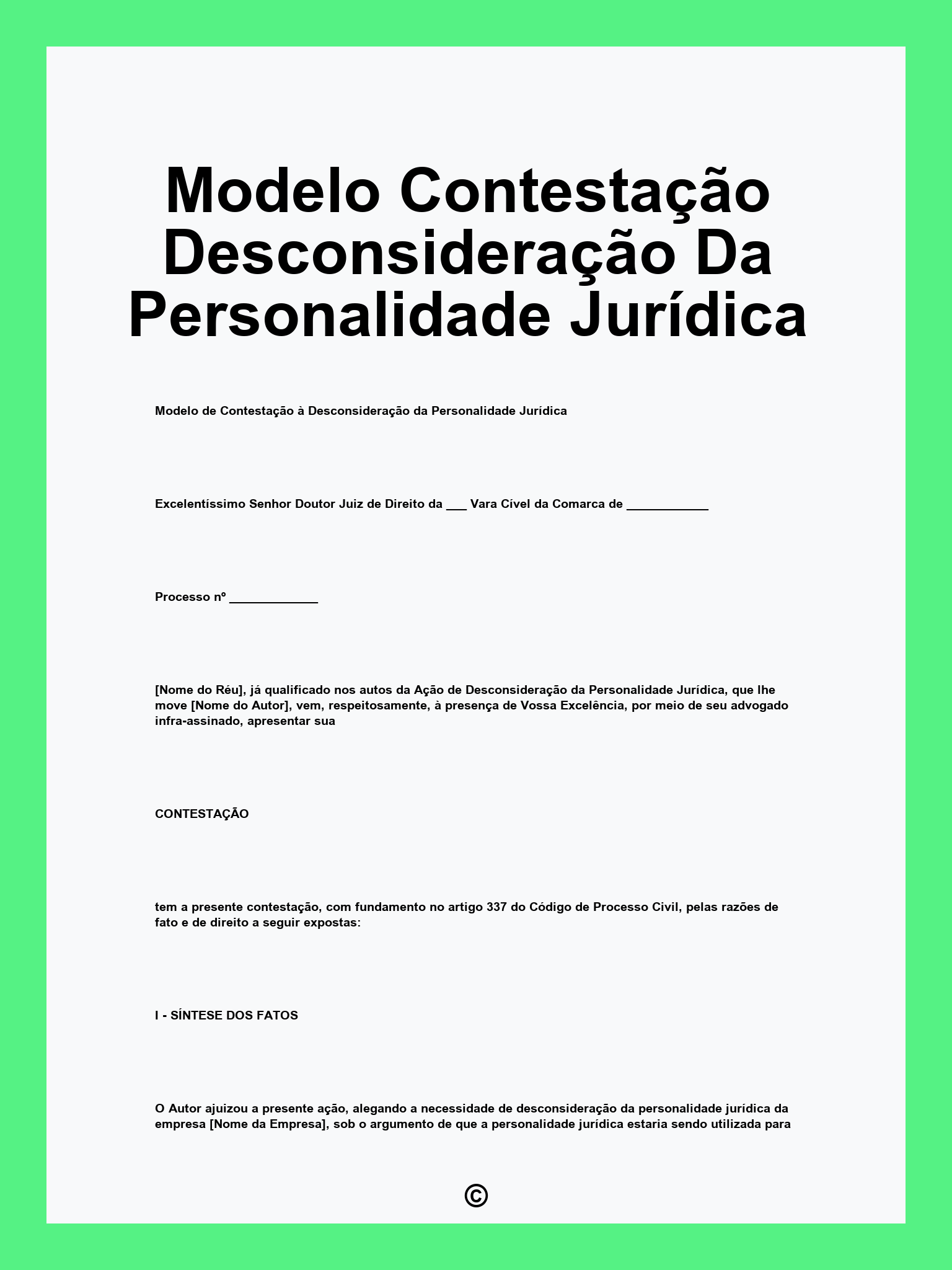 Modelo Contestação Desconsideração Da Personalidade Jurídica