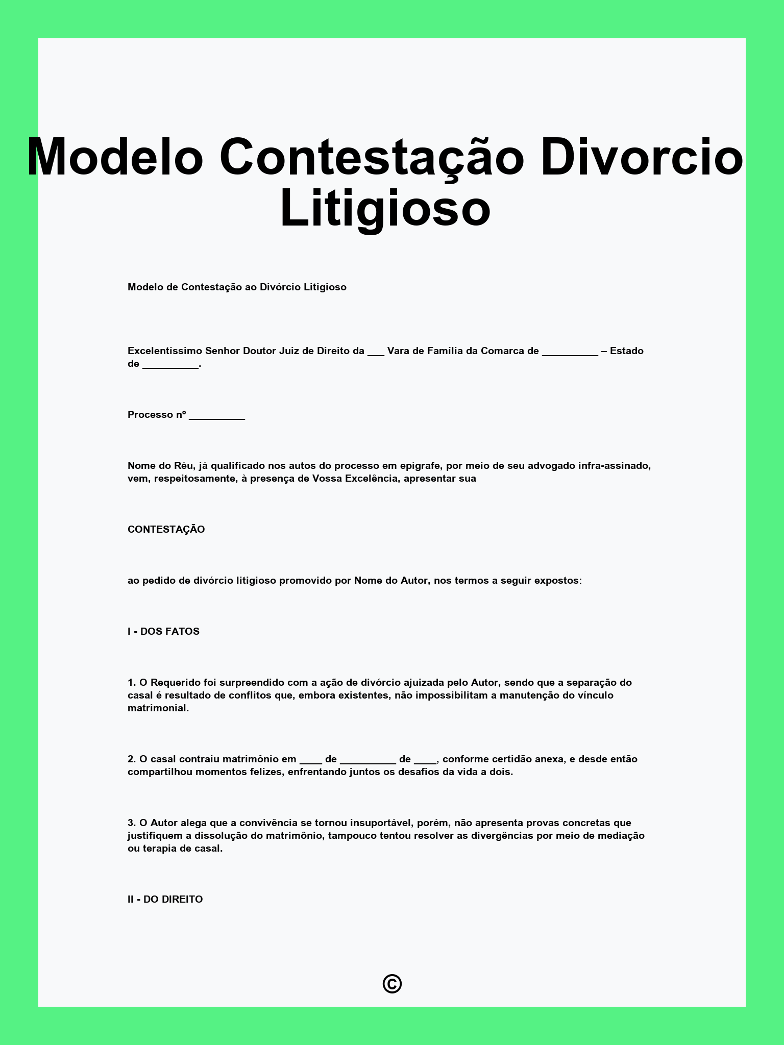 Modelo Contestação Divorcio Litigioso