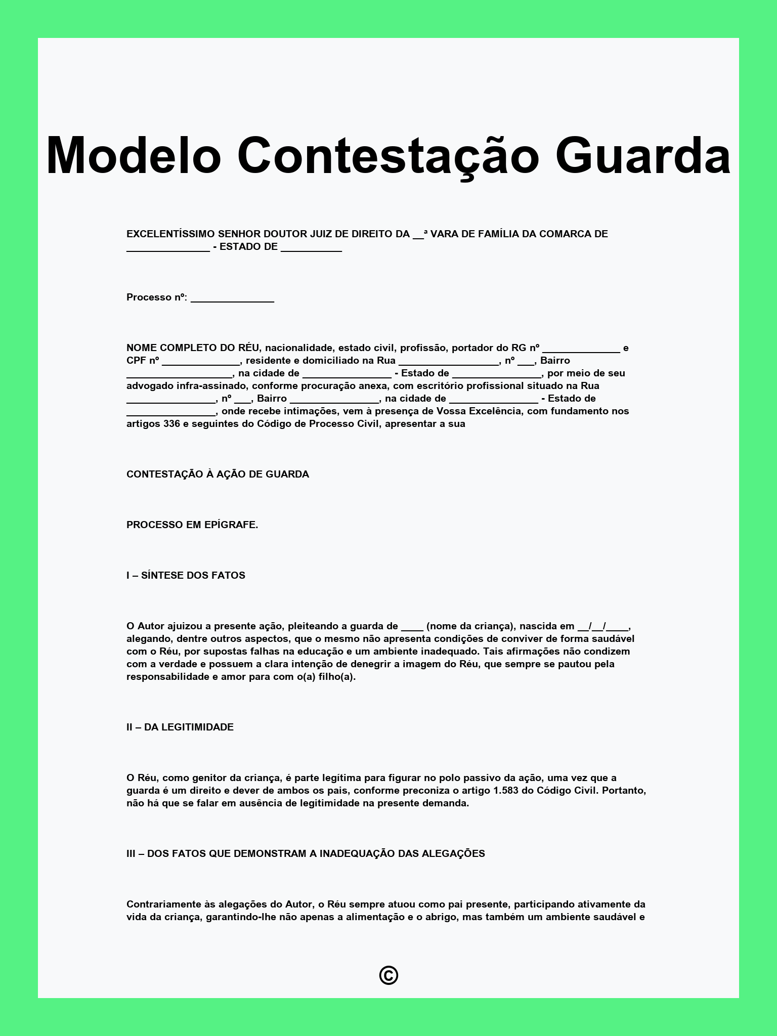 Modelo Contestação Guarda