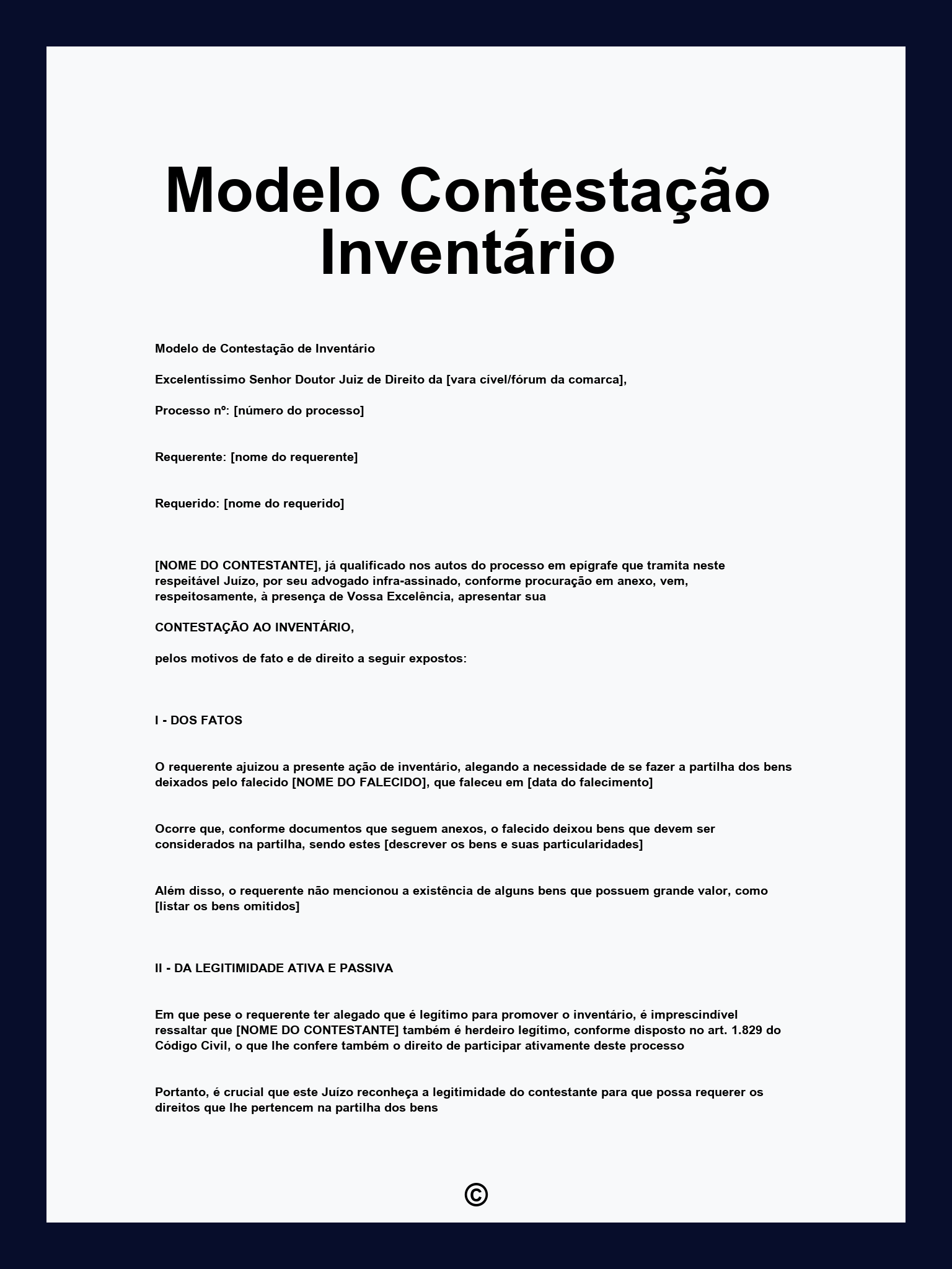 Modelo Contestação Inventário