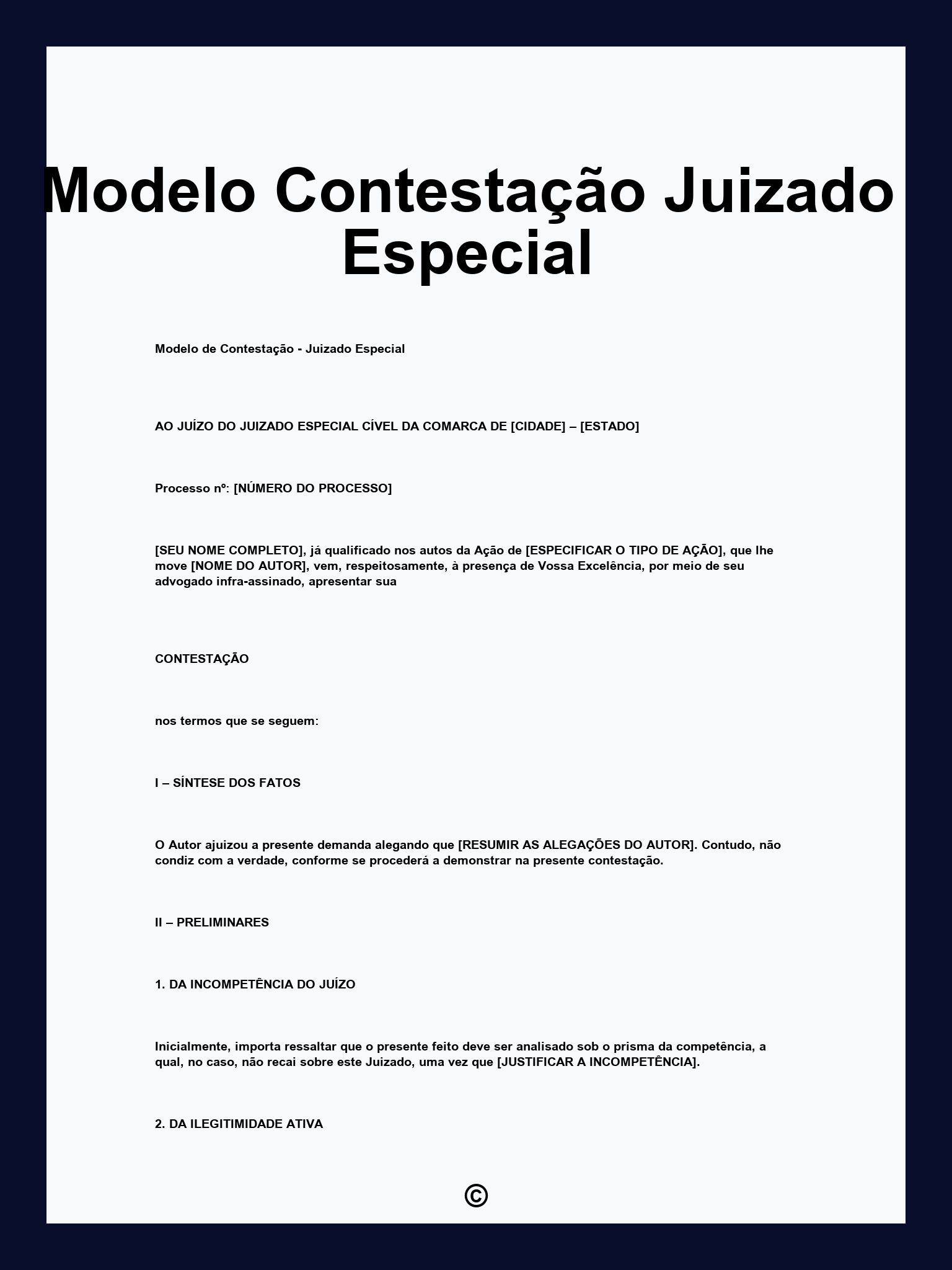 Modelo Contestação Juizado Especial