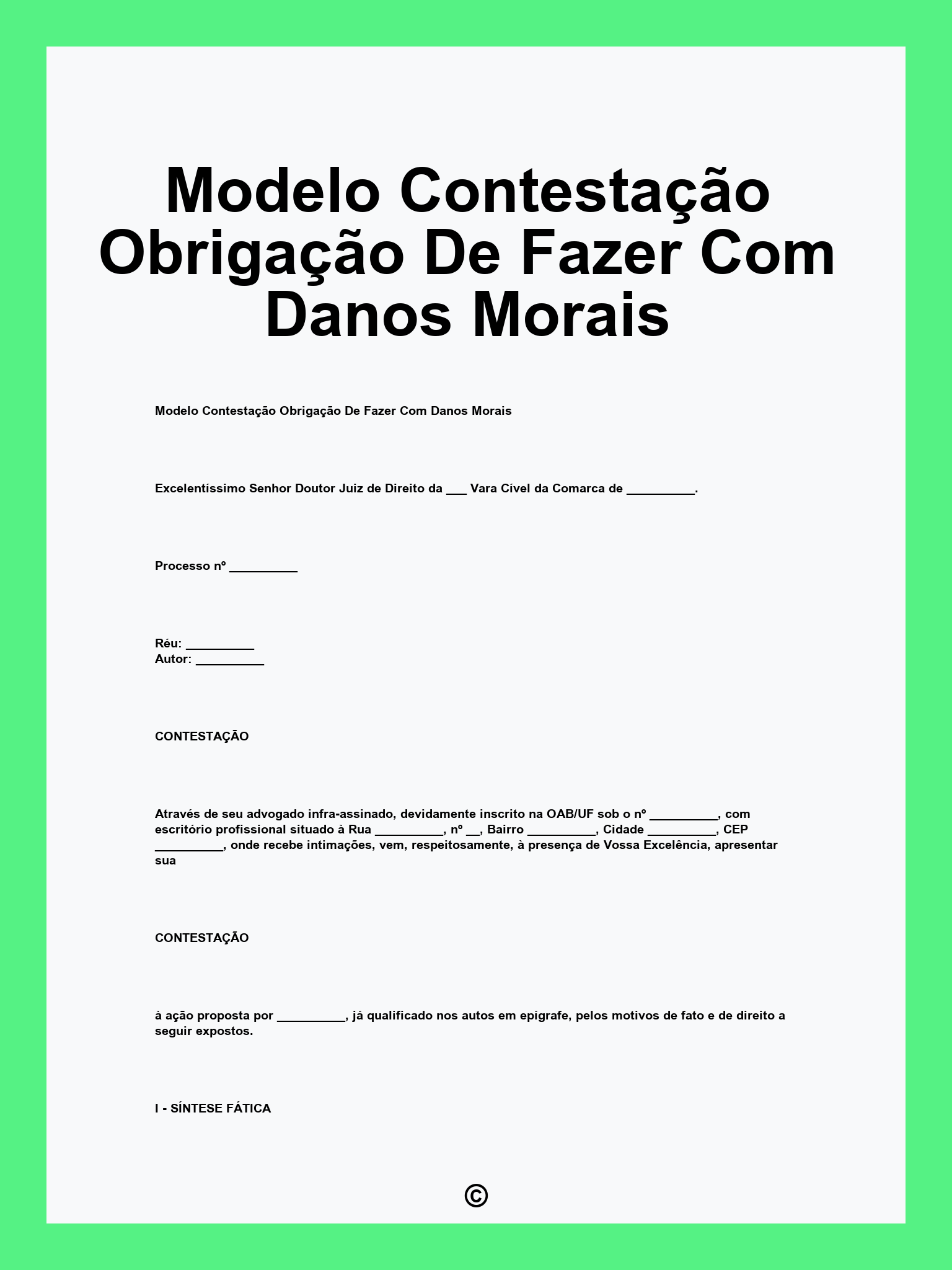 Modelo Contestação Obrigação De Fazer Com Danos Morais