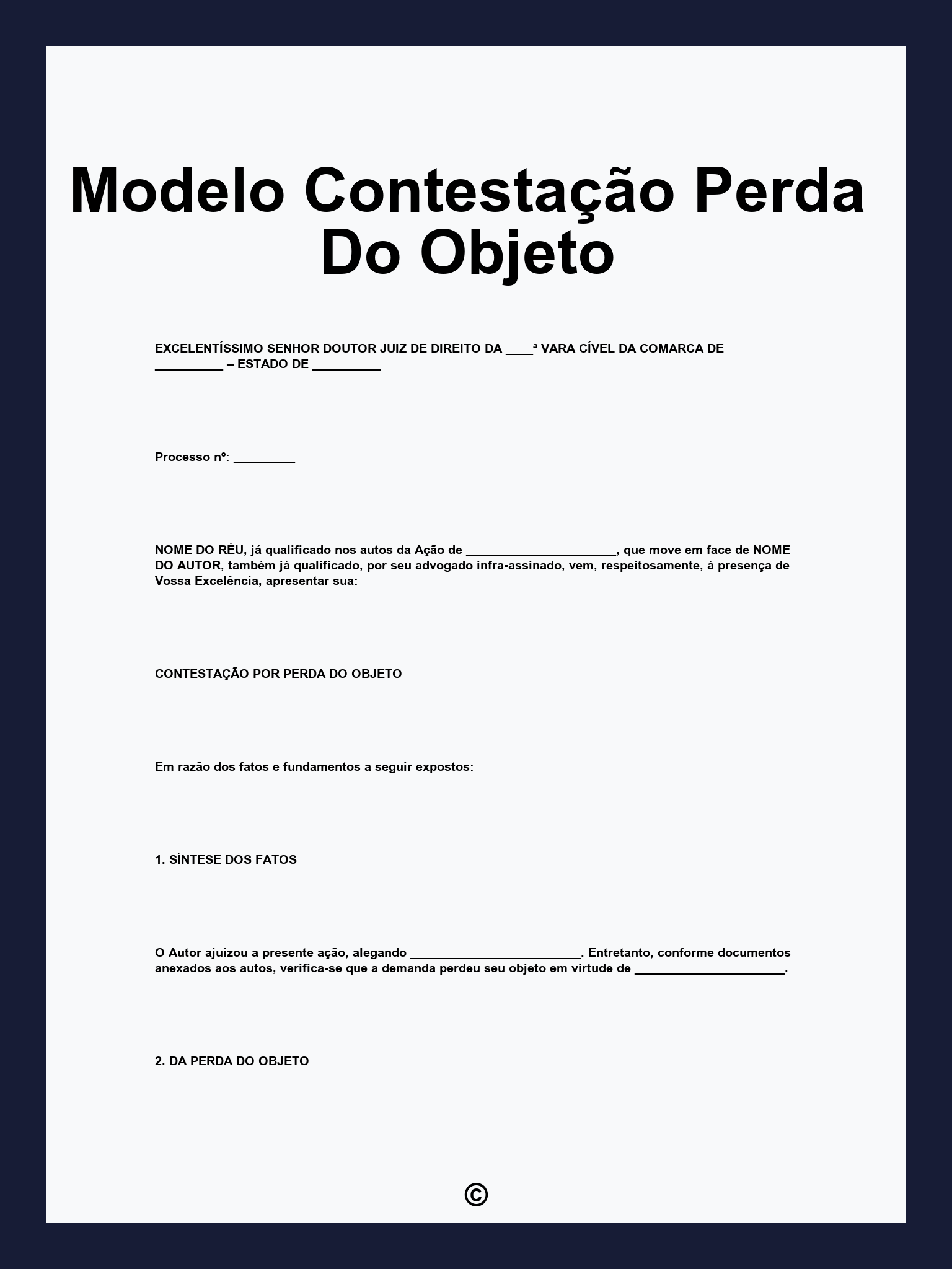 Modelo Contestação Perda Do Objeto