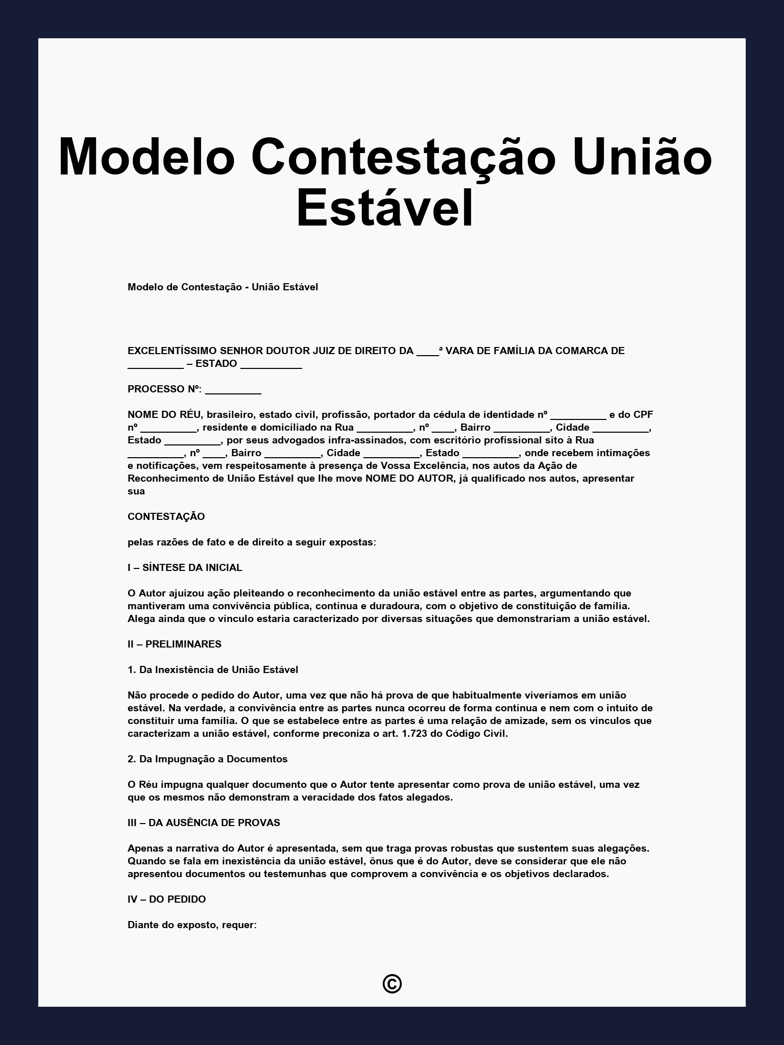 Modelo Contestação União Estável