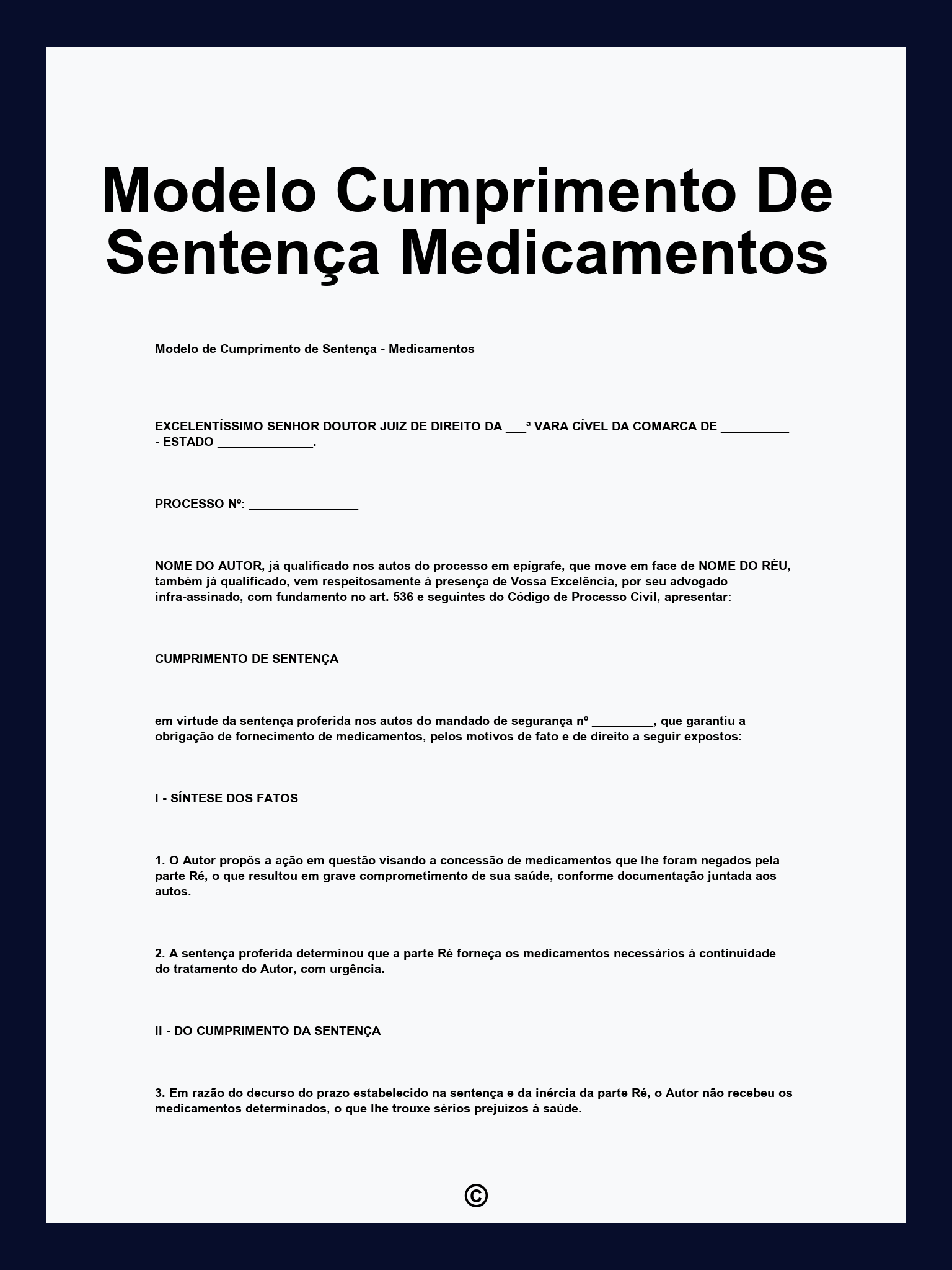 Modelo Cumprimento De Sentença Medicamentos