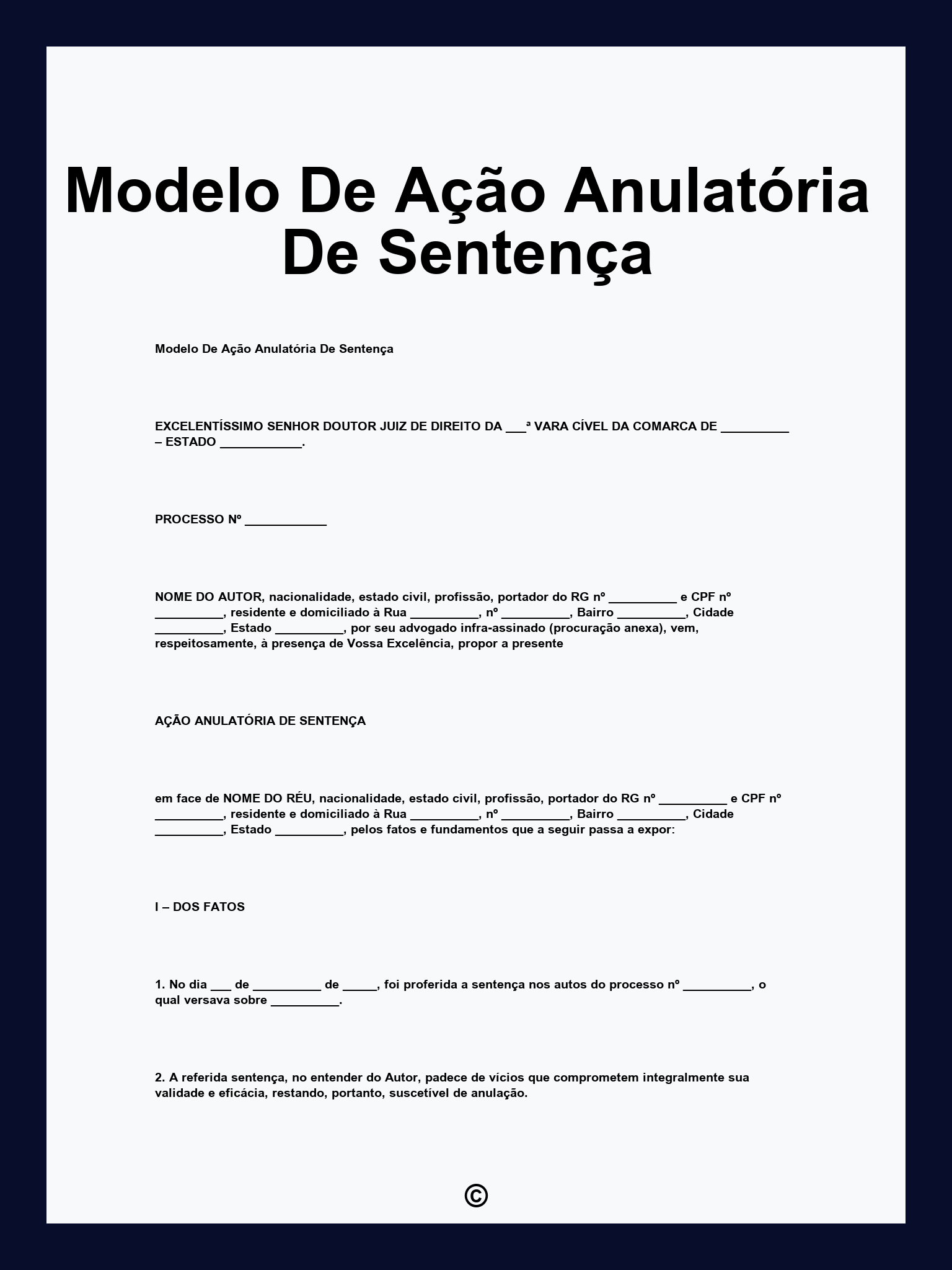 Modelo De Ação Anulatória De Sentença