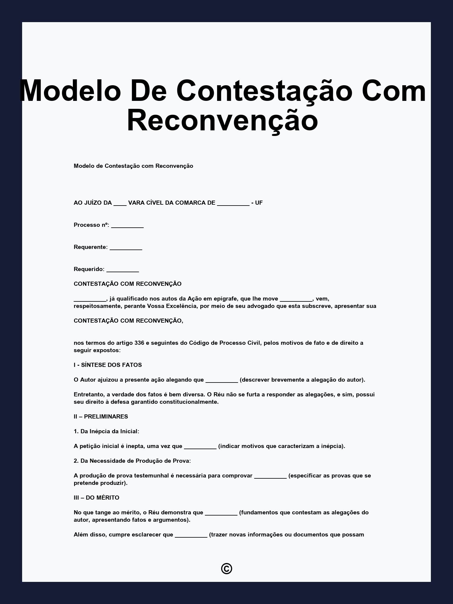 Modelo De Contestação Com Reconvenção