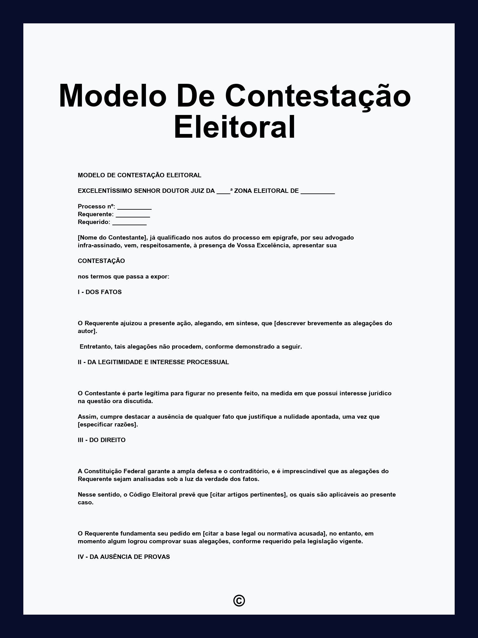 Modelo De Contestação Eleitoral