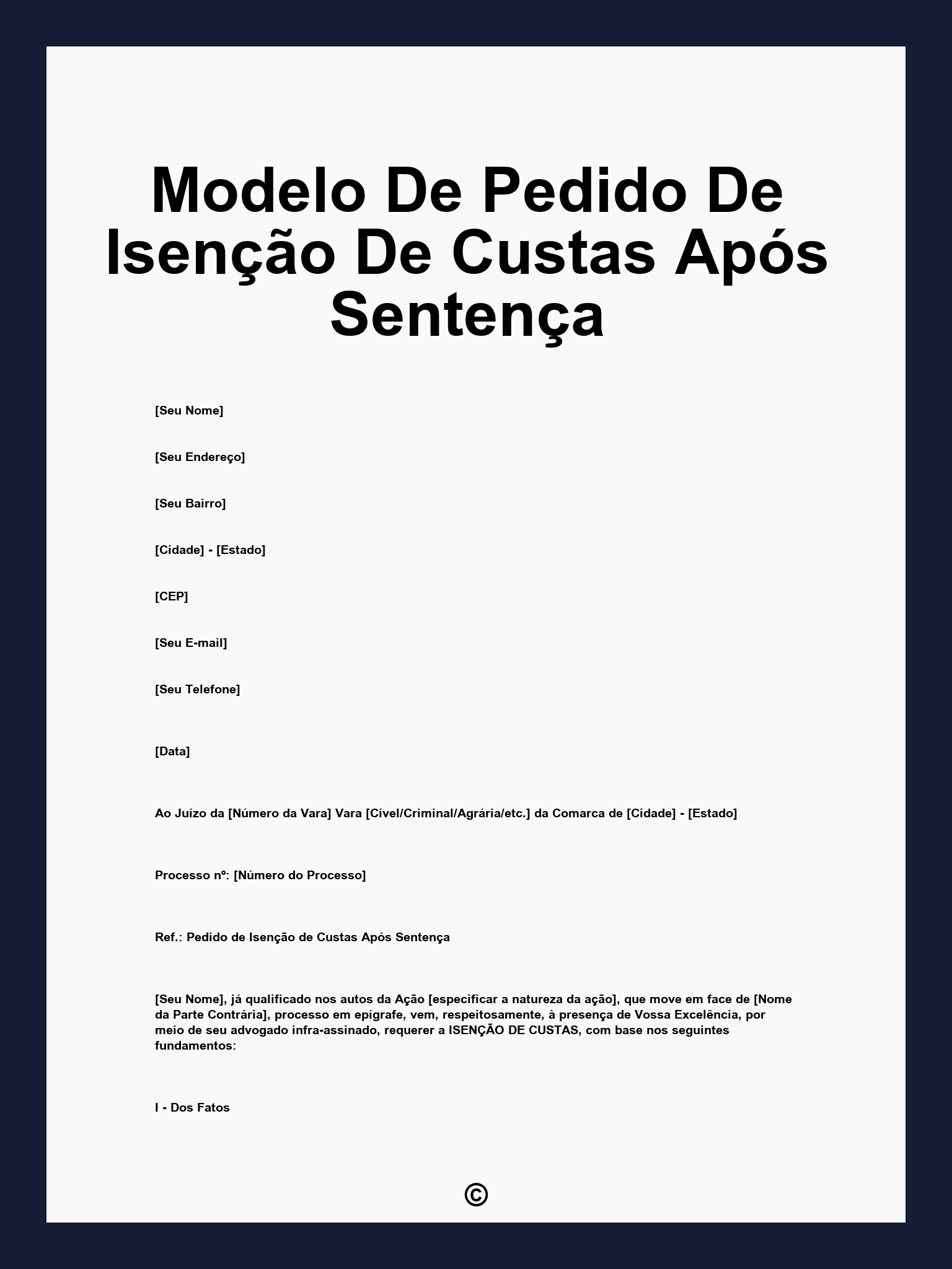 Modelo De Pedido De Isenção De Custas Após Sentença