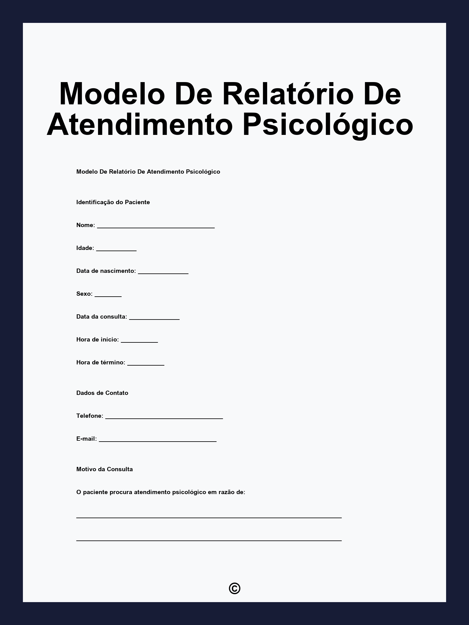 Modelo De Relatório De Atendimento Psicológico