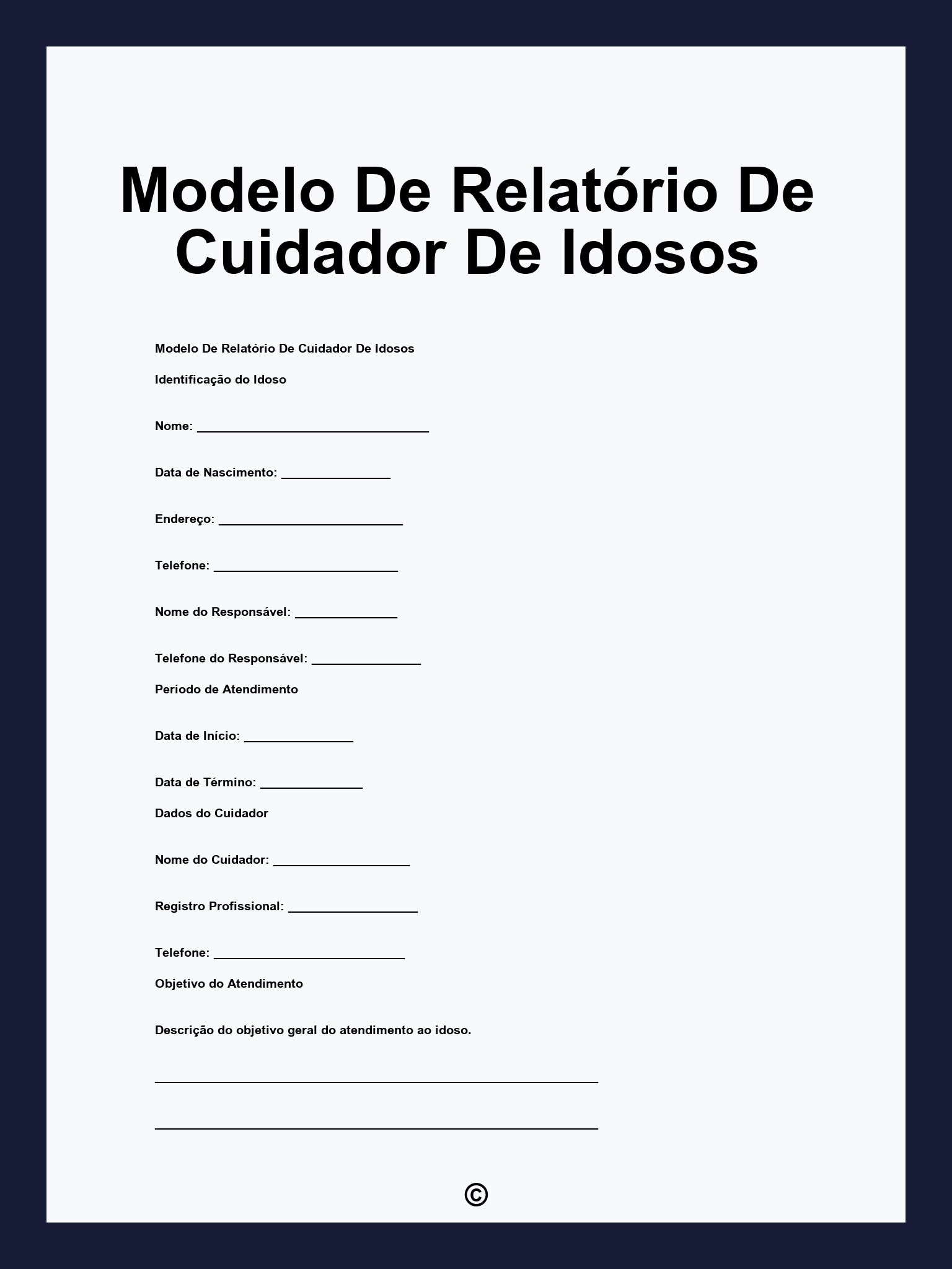 Modelo De Relatório De Cuidador De Idosos