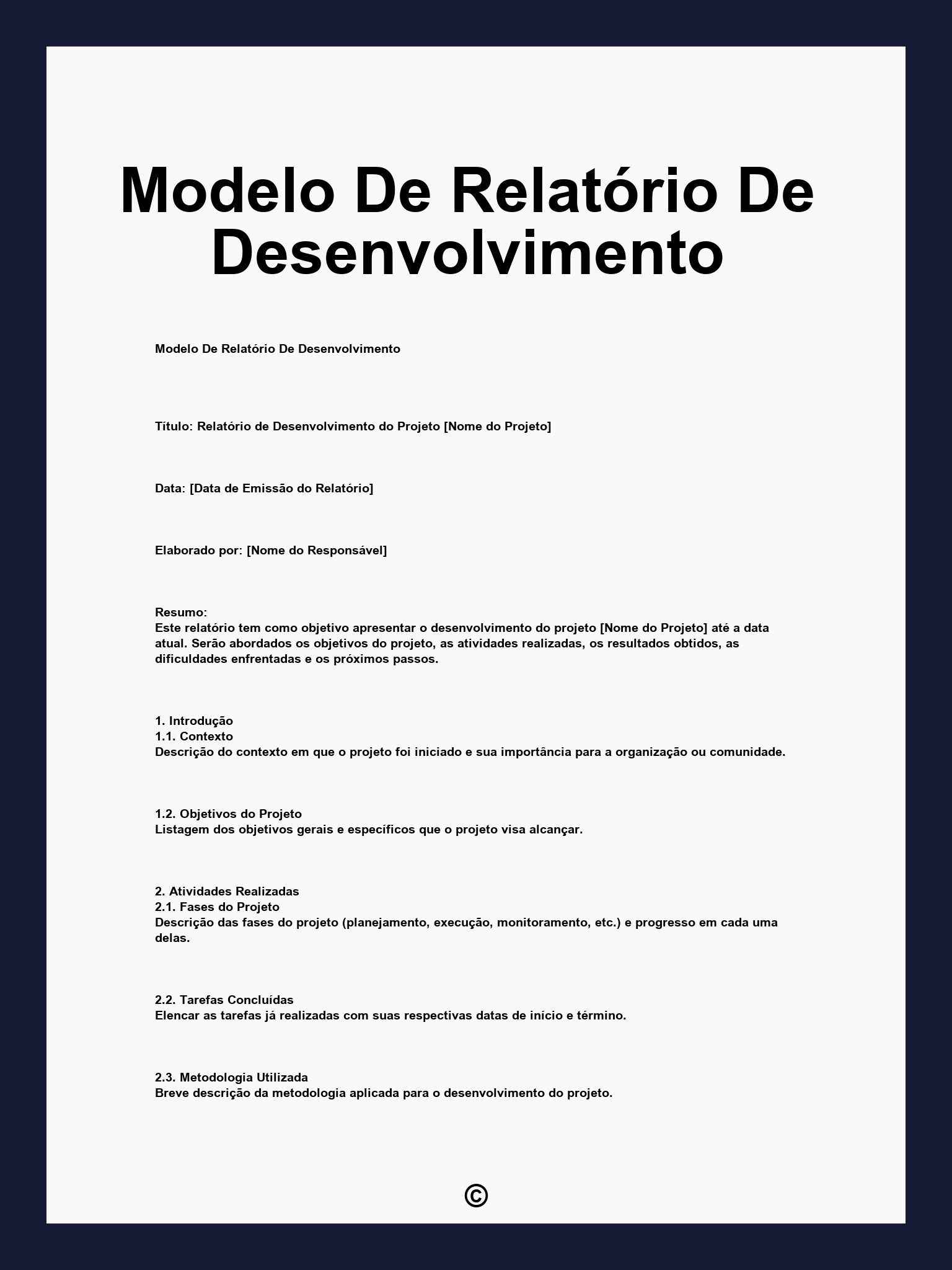 Modelo De Relatório De Desenvolvimento