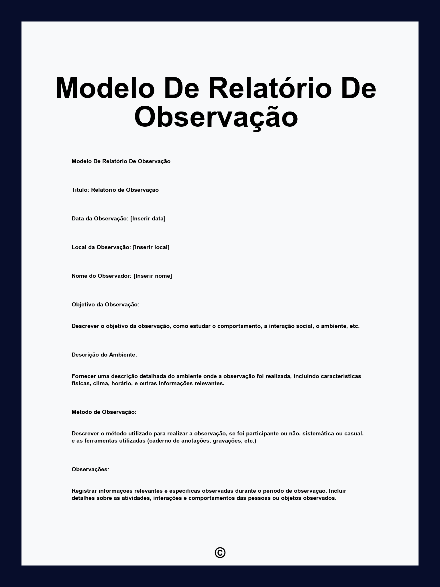 Modelo De Relatório De Observação