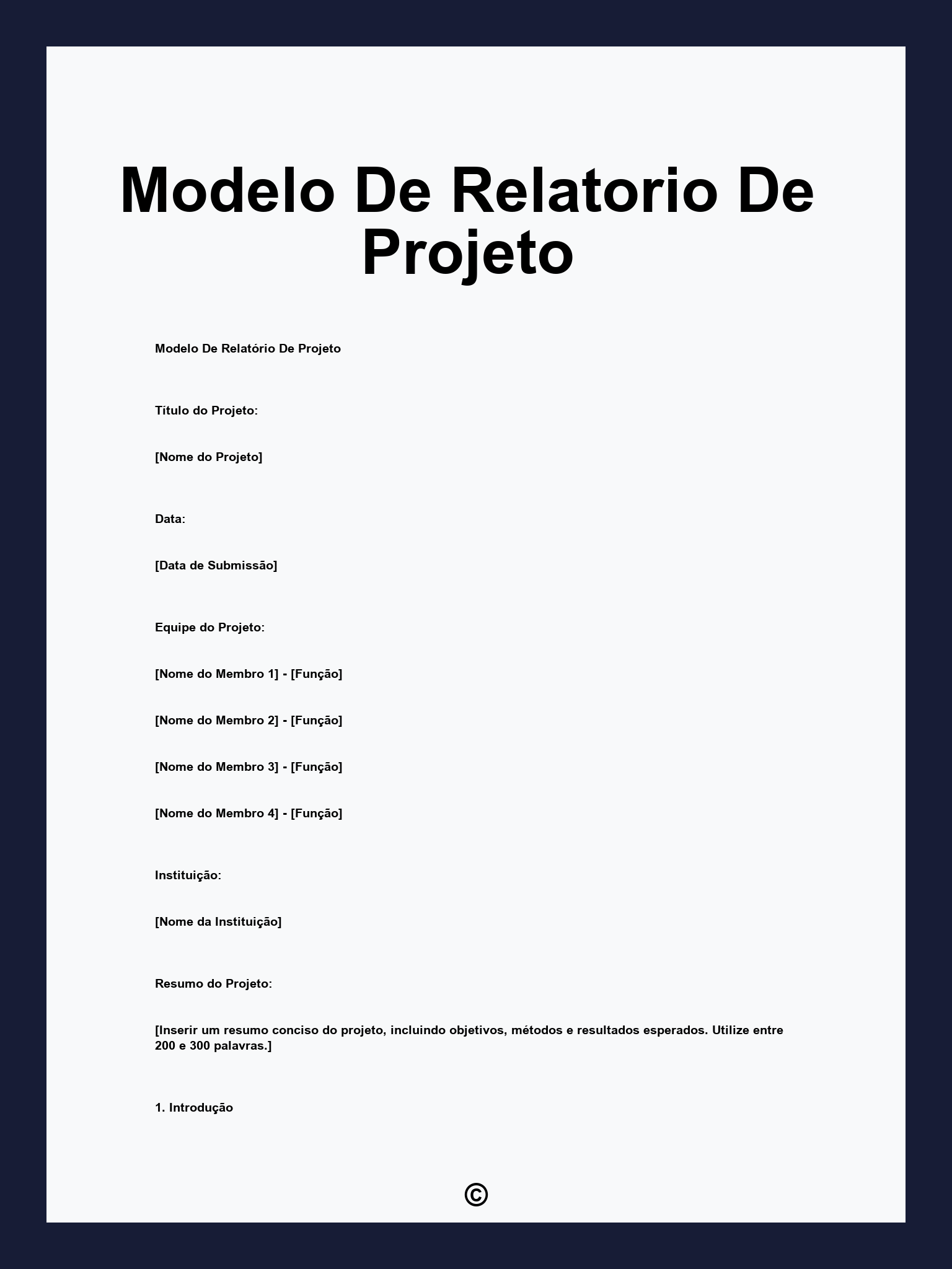 Modelo De Relatorio De Projeto