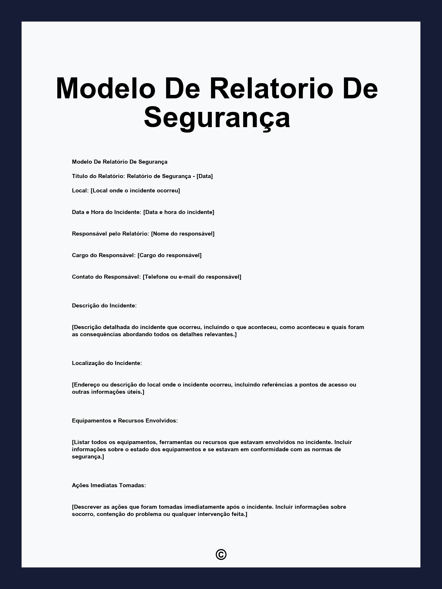 Modelo De Relatorio De Segurança