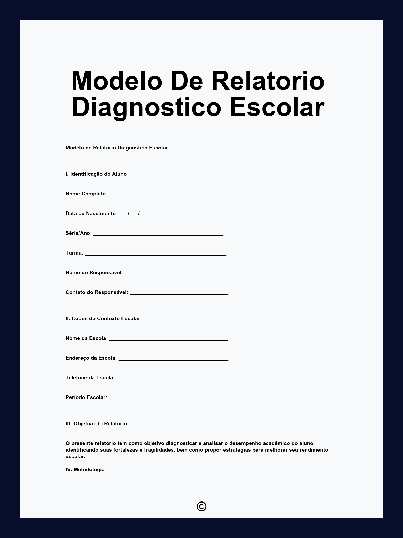 Modelo De Relatorio Diagnostico Escolar