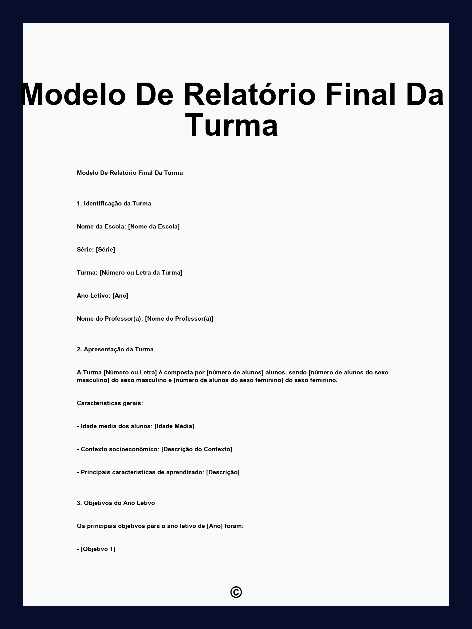 Modelo De Relatório Final Da Turma