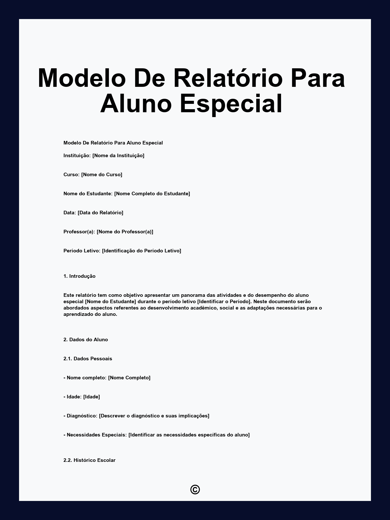 Modelo De Relatório Para Aluno Especial