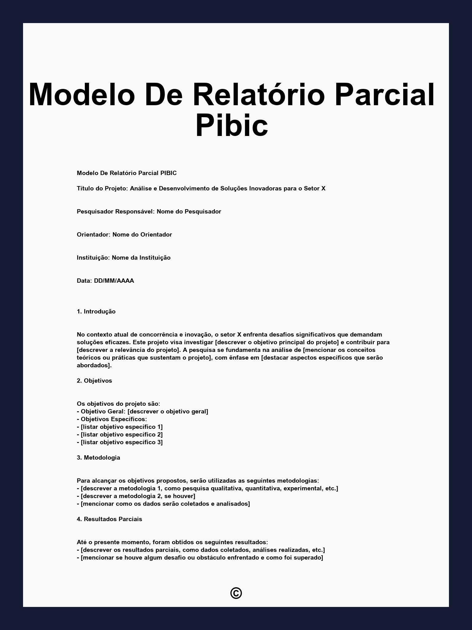 Modelo De Relatório Parcial Pibic