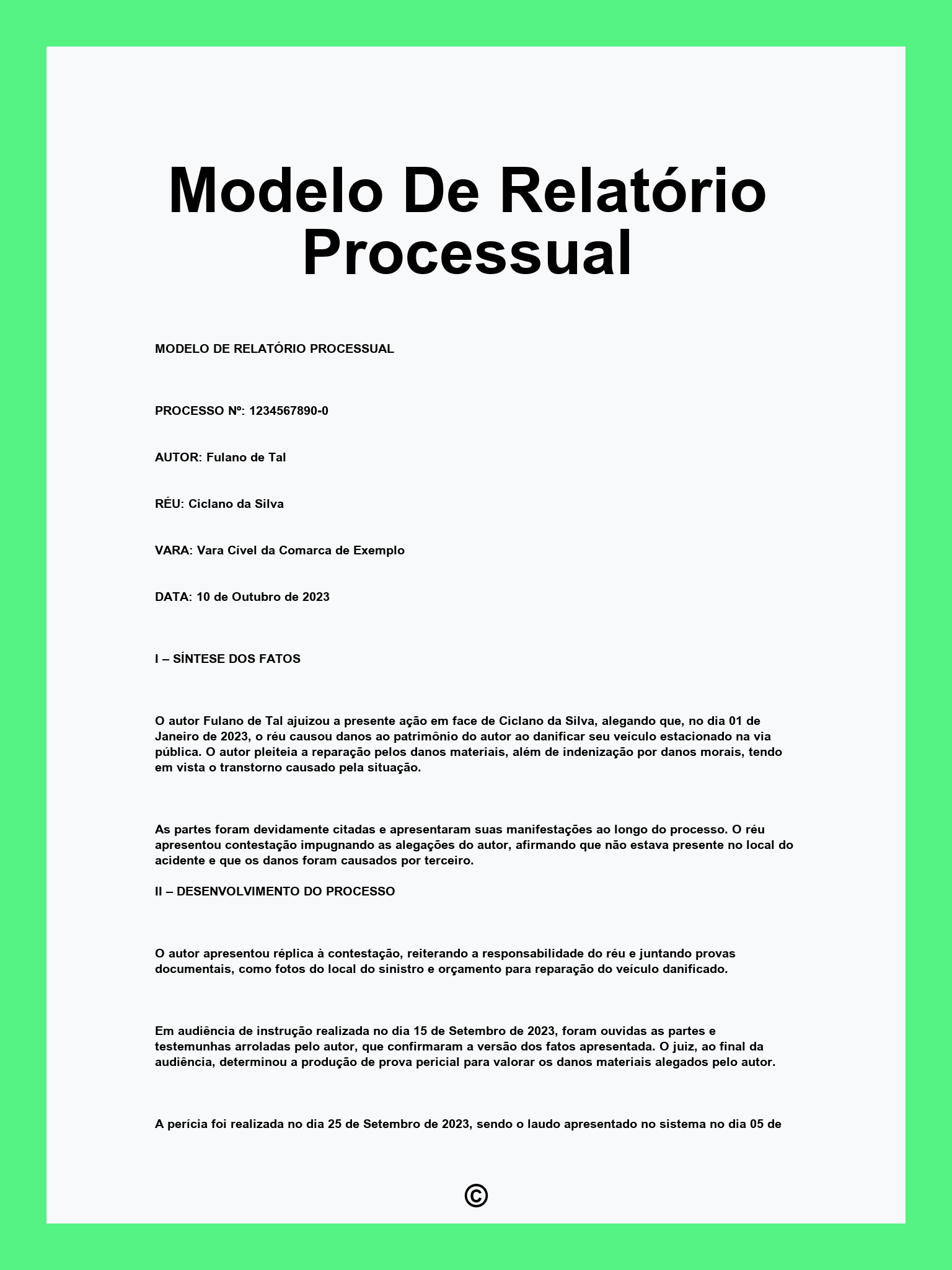 Modelo De Relatório Processual
