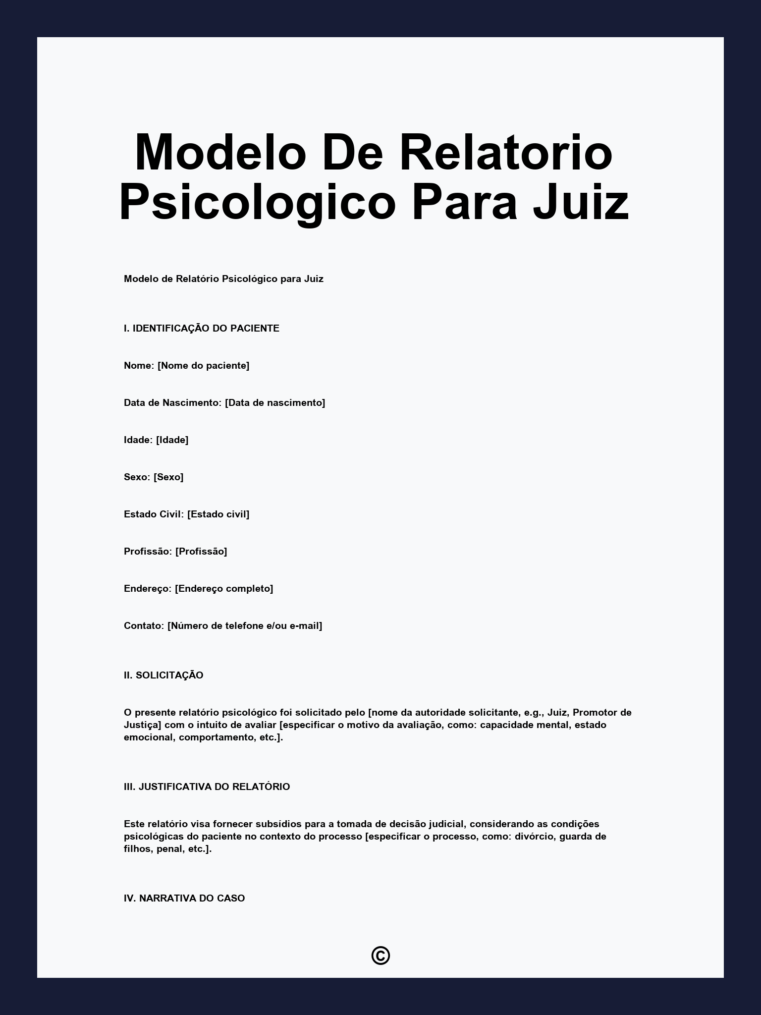 Modelo De Relatorio Psicologico Para Juiz