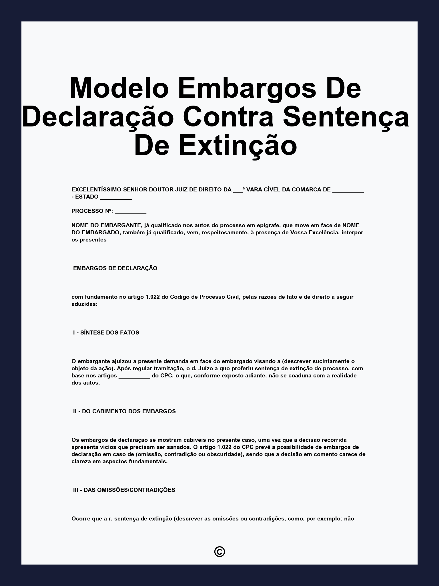 Modelo Embargos De Declaração Contra Sentença De Extinção