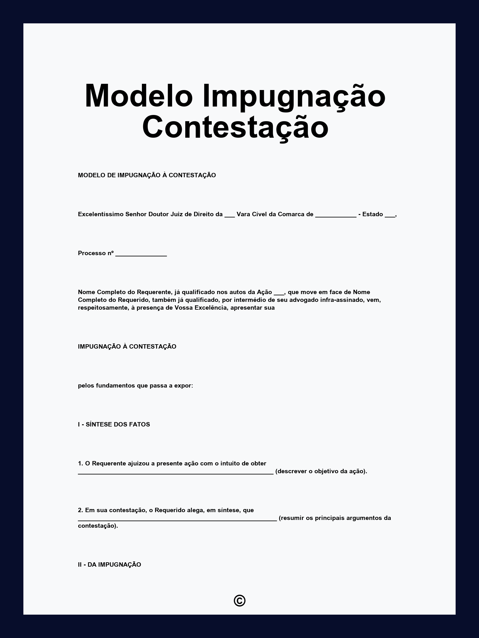 Modelo Impugnação Contestação