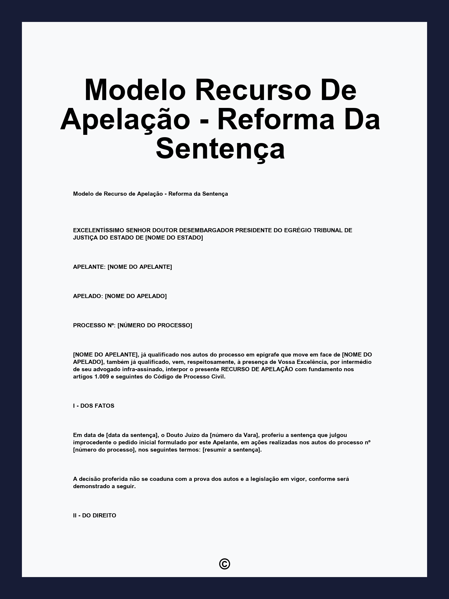 Modelo Recurso De Apelação - Reforma Da Sentença