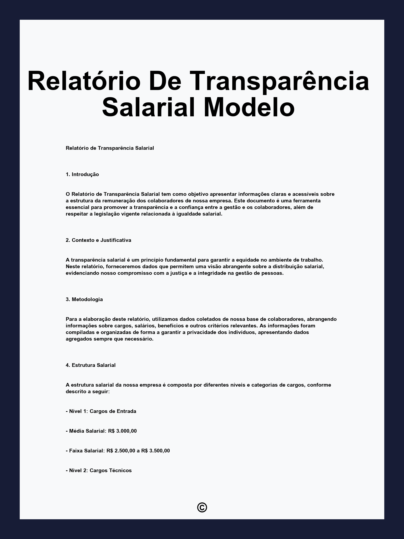 Relatório De Transparência Salarial Modelo